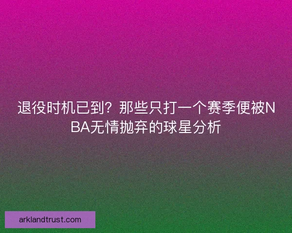 退役时机已到？那些只打一个赛季便被NBA无情抛弃的球星分析