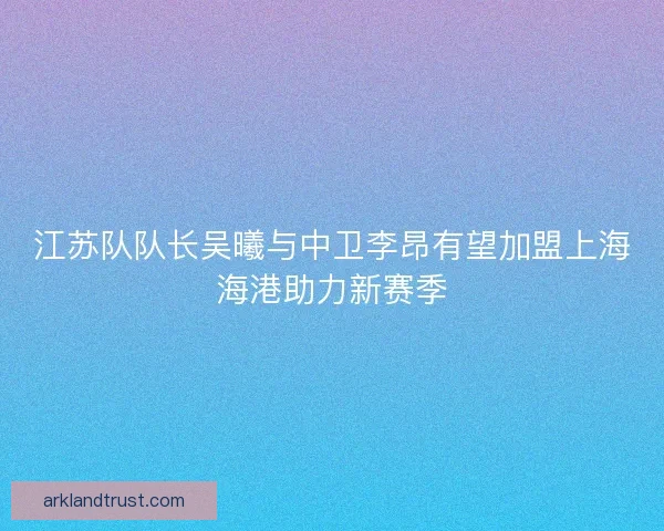 江苏队队长吴曦与中卫李昂有望加盟上海海港助力新赛季