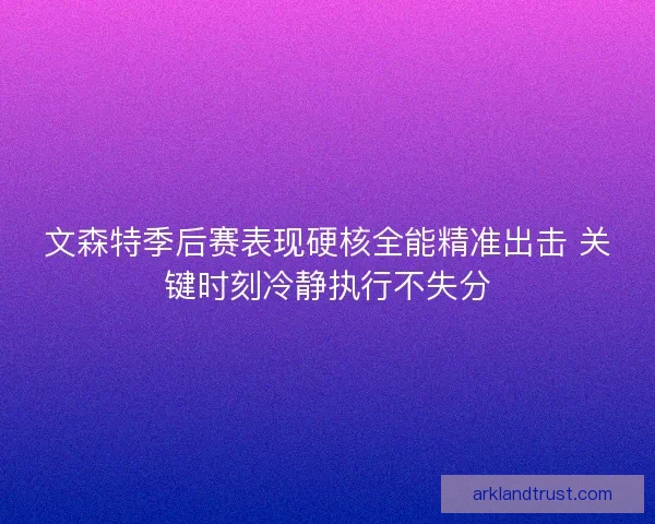 文森特季后赛表现硬核全能精准出击 关键时刻冷静执行不失分