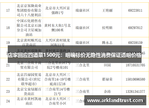 店家回应四道菜1500元：明确标价无隐性消费保证透明价格